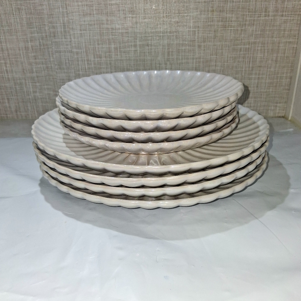 GODINGER 8 pc Plate Set Pearl 4-Bread, 4-Dinner BRAND-NEW w/tags